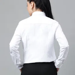 english navy Women Regular Fit Solid Spread Collar Formal Shirt image 3