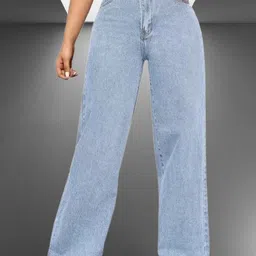 denim fit Women Loose Fit Mid Rise Light Blue Jeans-picture-28