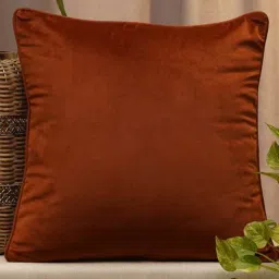 Copper Solid Velvet 12 x 12 Inches Cushion Cover by Zeba-picture-36