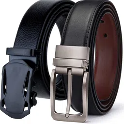 artisanwear Men Formal, Casual, Party, Evening Black Texas Leatherite, Artificial Leather Reversible Belt-picture-10