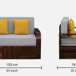 woodsworth from pepperfry Bergen Sheesham Wood Pull Out 2 Seater Sofa Cum Bed In Scratch Resistant Provincial Teak Finish image 2