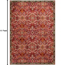 presto Red Vintage Polyester 4 x 6 Feet Machine Made Carpet image 3