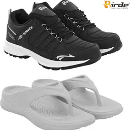 Birde Stylish Combo Pack of 2 Lightweight Gym, Outdoor Shoes With Slippers Walking Shoes For Men-picture-33