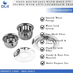 dlii Floor Stainless Steel Push Down Strainer image 2