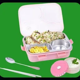 vrjk Compartment -3 Sealed Leak Proof Stainless Steel For Kid's & Adult_K082 3 Containers Lunch Box-picture-38