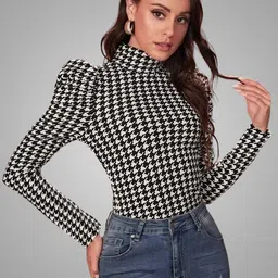 dream beauty fashion Casual Regular Sleeves Printed Women Black, White Top image 4