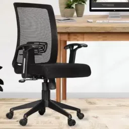 Elite Black Mesh Mid Back Revolving | Ergonomic | Home & Office| Mesh Office Executive Chair-image-1