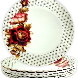 inpro Melamine Small Half Plates/Snacks Plate Set In Golden Print (Size-8 Inch/20CM) Half Plate image 3