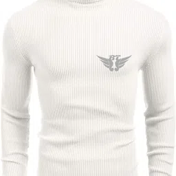 bello toko Men Solid Turtle Neck White Sweater-picture-18
