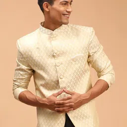 vastramay Men Checkered Single Breasted Festive Blazer image 1