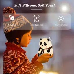 carfrill Cute Panda Night Light with 7 Colors Touch Lamp Rechargeable Tap Light Table Lamp image 4