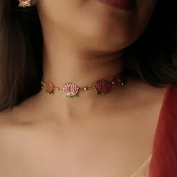 jewelvault Brass Gold-plated Pink Jewel Set image 5