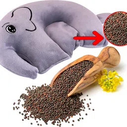 zobro Pillow for Newborn Baby-Round Head Shaping Baby Pillow, 0-12 Months Mustard Seeds Animals Baby Pillow Pack of 1-picture-12