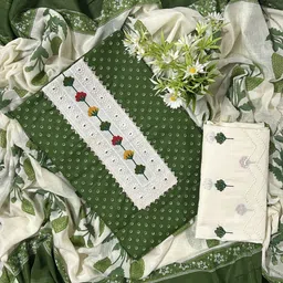 ejs Unstitched Pure Cotton Salwar Suit Material Floral Print image 3