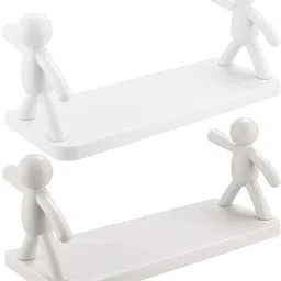 webdealz Multipurpose Self Adhesive Wall Mount Floating Shelf and Rack X2.568 Plastic Wall Shelf image 2