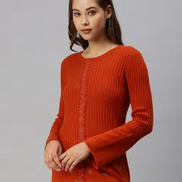 SHOWOFF Orange Embellished Top image 5