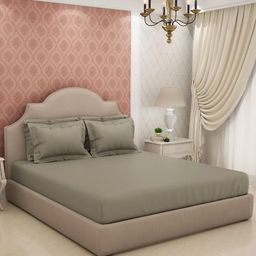SPACES Eminence Grey Cotton 600 TC King Bedsheet with 4 Pillow Covers-picture-31