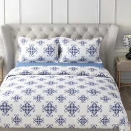 HOME PLUS STUDIOS Raymond Rich Dream Blue Floral Cotton 160 TC Bedsheet Set-2.74 m x 2.74m-image-40