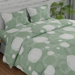 Huesland Green & White Geometric Printed 144 TC Cotton Queen Bedsheet Set 2.43 m x 2.23 m-image-40