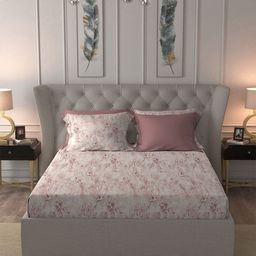 MYTRIDENT Mauve & White Printed Pure Cotton 300TC King Bedsheet Sets - 2.74 m x 2.74-picture-49