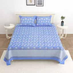 Wayne Martin Multicoloured Floral 330 TC King Bedsheet with 2 Pillow Covers-image-61