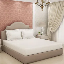SPACES Eminence White 600 TC King Bedsheet with 4 Pillow Covers-picture-36