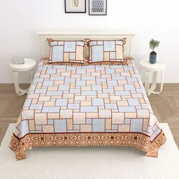 Wayne Martin Brown Floral 330 TC King Bedsheet with 2 Pillow Covers-image-97