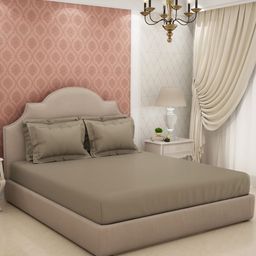 SPACES Eminence Brown 600 TC King Bedsheet with 4 Pillow Covers-picture-33