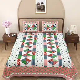 Wayne Martin Multicoloured Floral 330 TC King Bedsheet with 2 Pillow Covers-image-96