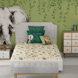 MYTRIDENT Juniors Brown Printed Pure Cotton 144 TC Single Bedsheets Set - 1.52 m x 2.28 m-image-4