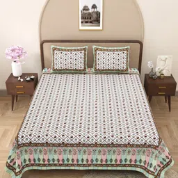 Wayne Martin Multicoloured Floral 330 TC King Bedsheet with 2 Pillow Covers-image-43