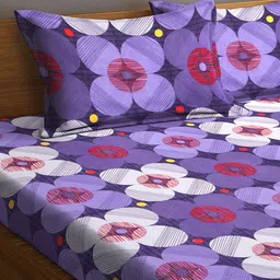 Arrabi Blue Geometric 300 TC King Bedsheet with 2 Pillow Covers image 5