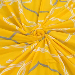 Huesland Yellow & White Geometric Printed 144 TC Cotton Queen Bedsheet Set 2.43 m x 2.23 m image 3