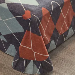 JC HOME Blue & Orange Geometric 220 TC King Bedsheet with 2 Pillow Covers image 4