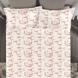 MYTRIDENT Camel Brown 300 TC King Bedsheet with 4 Pillow Covers image 2