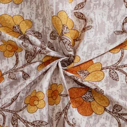 FABINALIV Beige and Yellow Floral Printed 300 TC King Bedsheet Set-2.70 m x 2.70 m image 3
