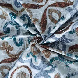 Arrabi Blue & Brown Ethnic Motifs 300 TC Single Bedsheet with 1 Pillow Cover image 4