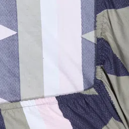 Arrabi Blue & Off White Geometric Printed 300 TC Single Bedsheet with 1 Pillow Cover image 5