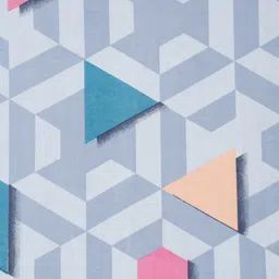 KLOTTHE Blue & Pink Geometric Printed 300 TC Fitted Double King Bedsheet Set image 5