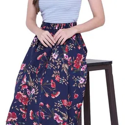 manat diva Women Floral Print A-line Multicolor Skirt image 5