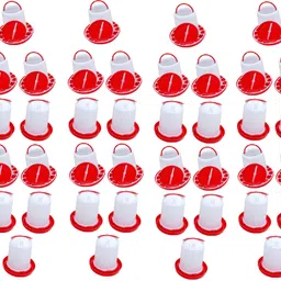 tm&w 1.5 LTR Drinker 20 pcs & 1.5 Kg Feeder 20 pcs =40 pcs combo for bird Pole Bird Feeder image 1