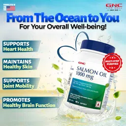 gnc Salmon Oil for Men & Women- 60 Softgels image 2