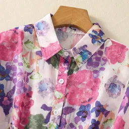 rieka Women Regular Fit Floral Print Wingtip Collar Casual Shirt image 4