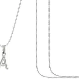 akshat sapphire Sterling Silver (92.5% Purity) Precious Name Alphabet Chain Pendant (Box Chain) Sterling Silver Pendant-picture-35