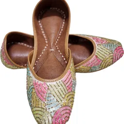 Vesora Saira Multicolor Sequin Punjabi Jutti for Women | Model C3 - 37/UK 4 Mocassin For Women image 1
