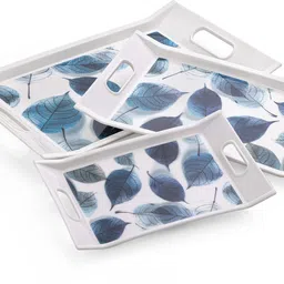 unicept Serving Tray Set with Square Shape,Printed Design,Natural-Large, Medium, Small Tray Serving Set image 4