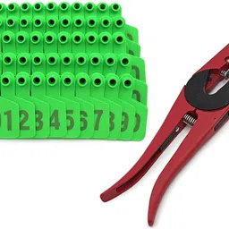cj farms and agritech Animal Ear Tag Applicator & 100 Numbered Tags, Random Color Slip Joint Plier-picture-44