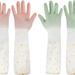 Elbow Length Dishwashing Cleaning Gloves Kitchen Gardening Household Gloves B-4 Wet and Dry Glove-image-18
