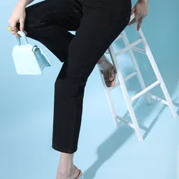 tokyo talkies Women Boyfriend Mid Rise Black Jeans-picture-11