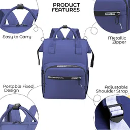 bembika Diaper Bags For Mom And Dad Kids Travel Waterproof And Large Capacity- Blue Backapck Diaper Bag image 3